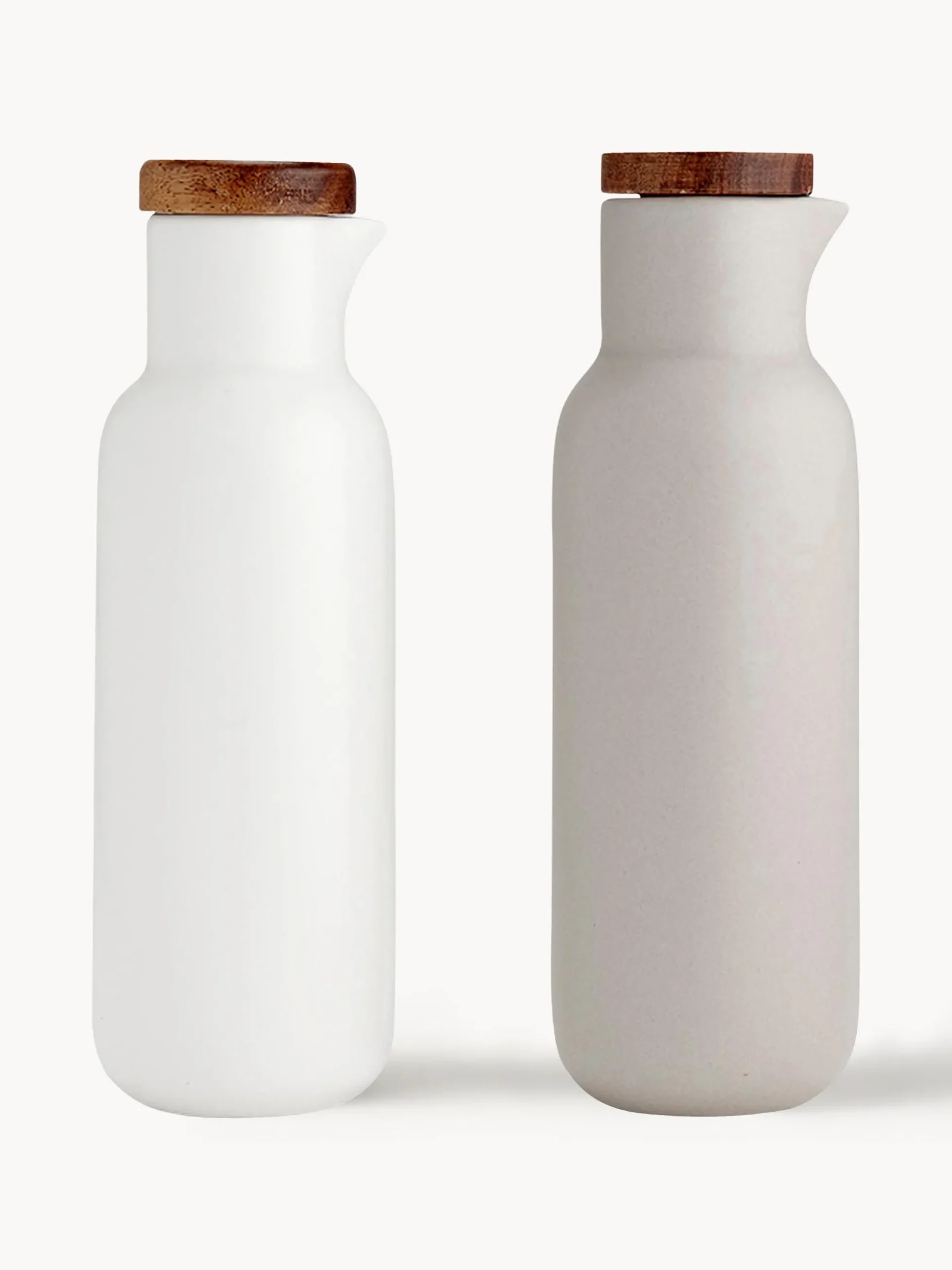 Set dispenser aceto e olio in porcellana e legno di acacia Essentials 2 pz