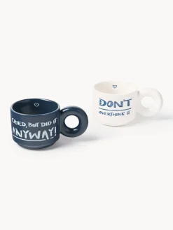 Set di 2 tazze impilabili in porcellana con motivo decorativo Tutti