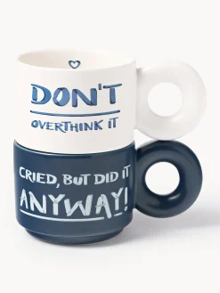 Set di 2 tazze impilabili in porcellana con motivo decorativo Tutti