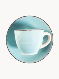 Set di 6 tazzine da caffè con piattini dipinte a mano Baita