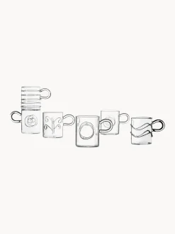 Set di 6 tazzine da caffè in vetro borosilicato fatte a mano Deco' Clear