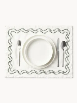Set di 2 tovagliette in lino lavato ricamate a mano Ivy