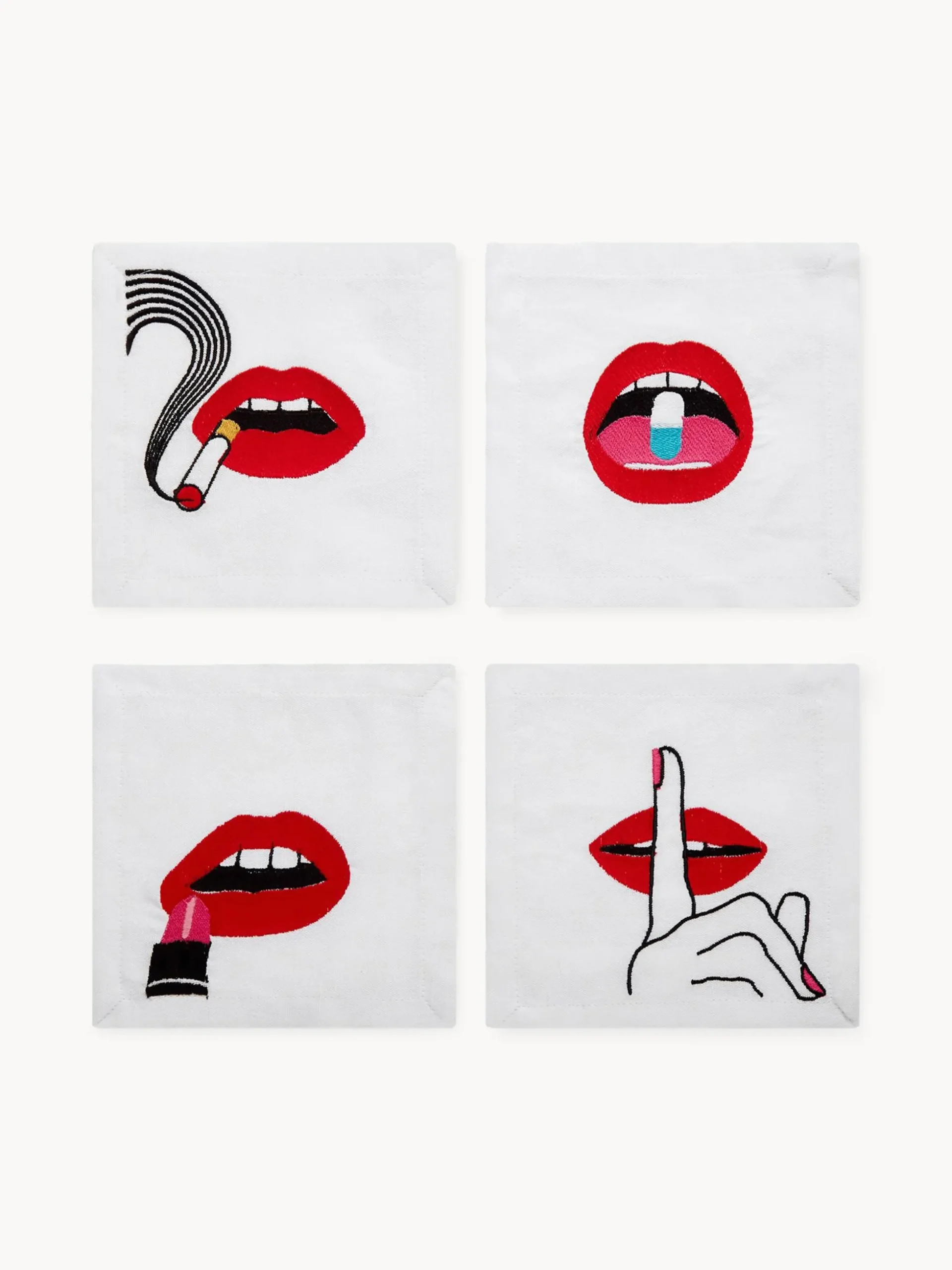 Set di 4 tovaglioli in lino Lips