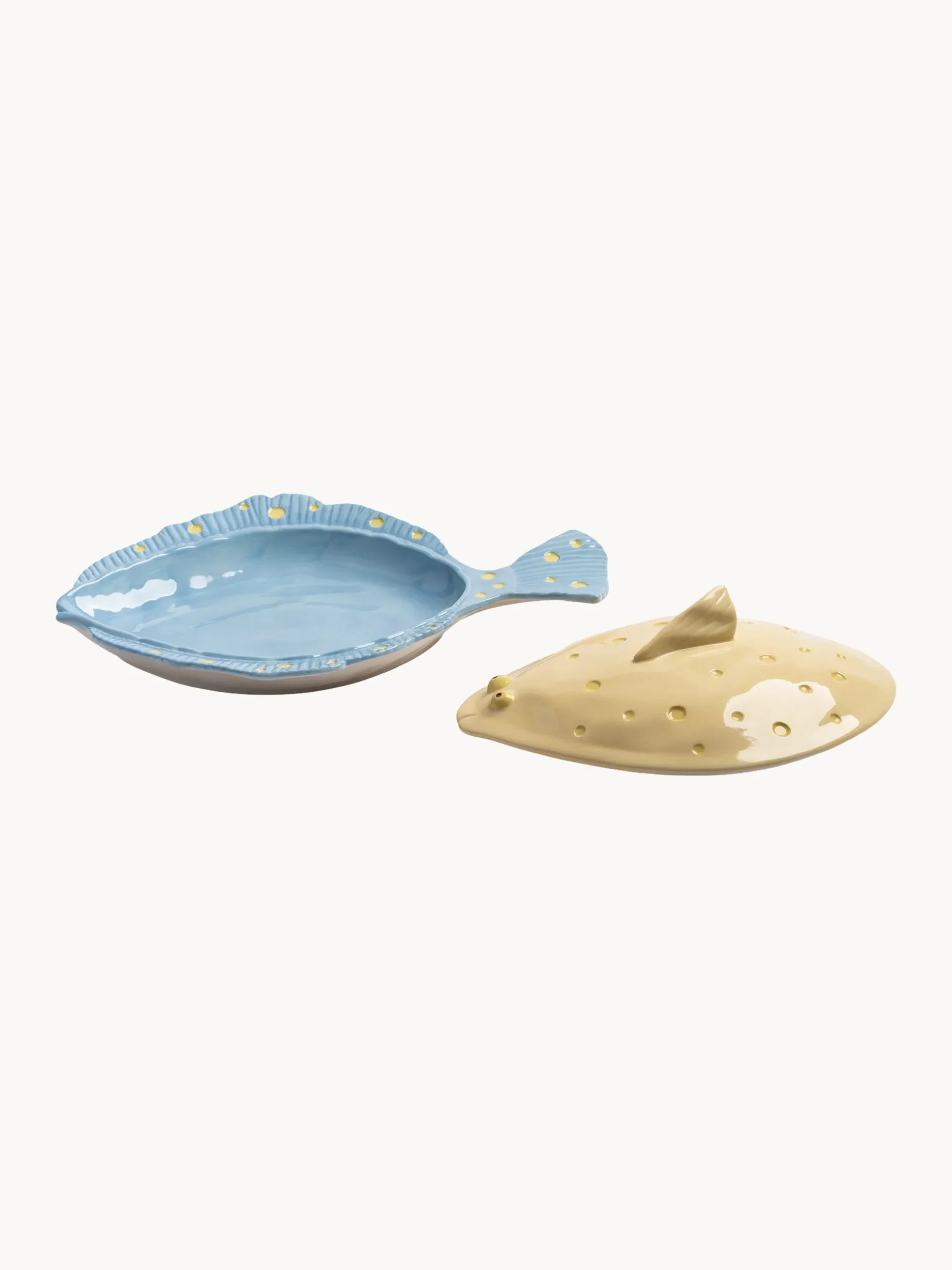 Set di 2 vassoi da portata fatti a mano con coperchio Tureen