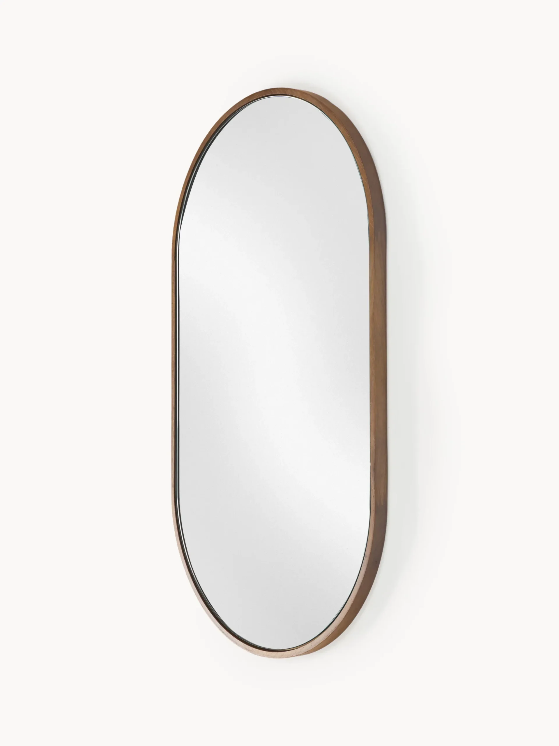 Specchio ovale da parete con cornice in legno di quercia Avery