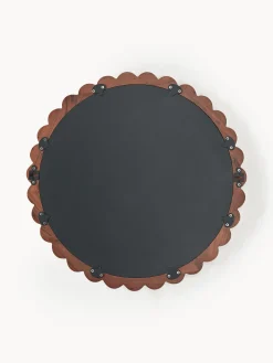 Specchio rotondo da parete con cornice in legno di acacia Ayu