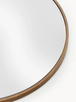 Specchio rotondo da parete con cornice in legno di quercia Avery