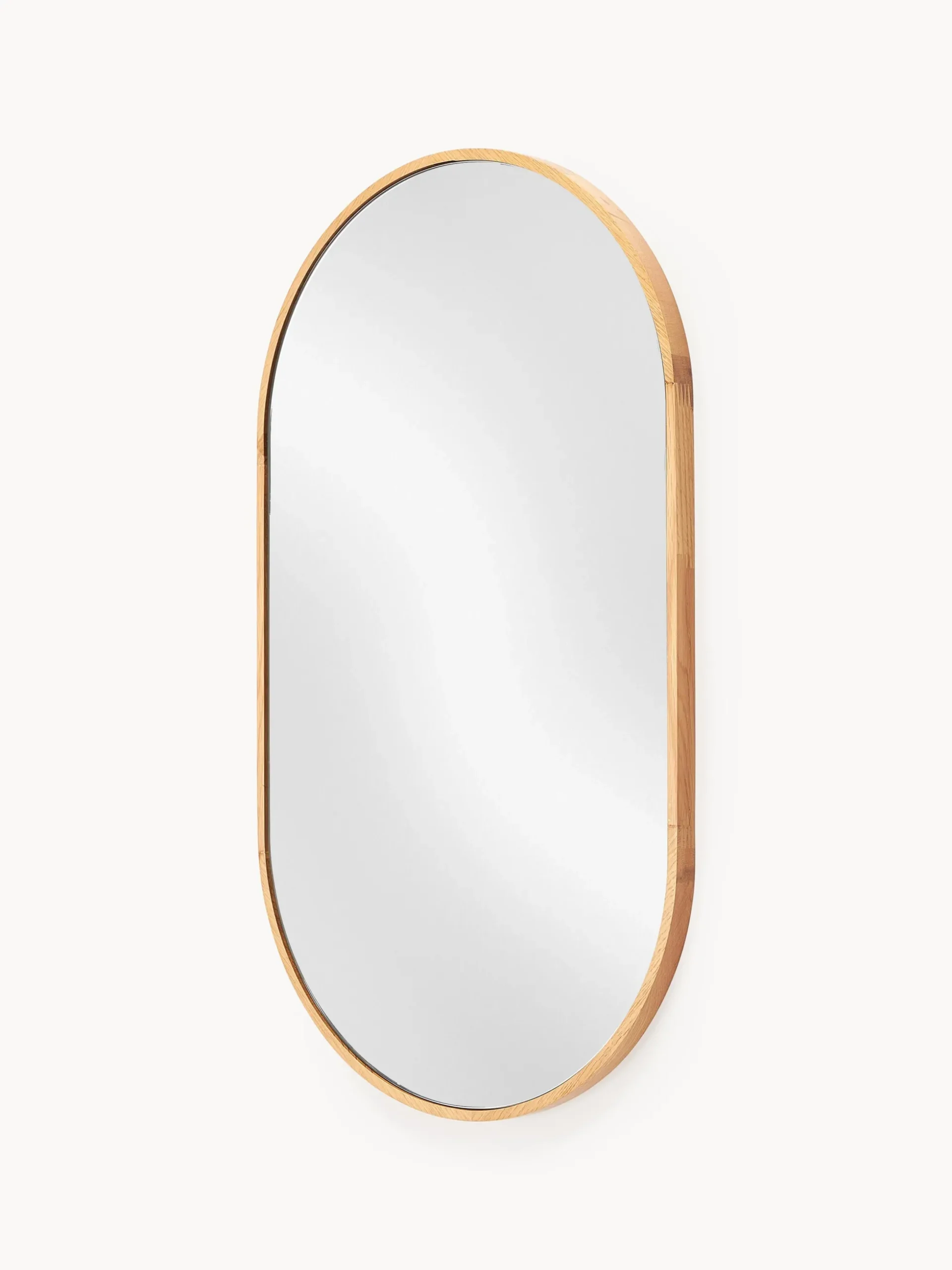Specchio da parete ovale con cornice in legno di quercia Avery