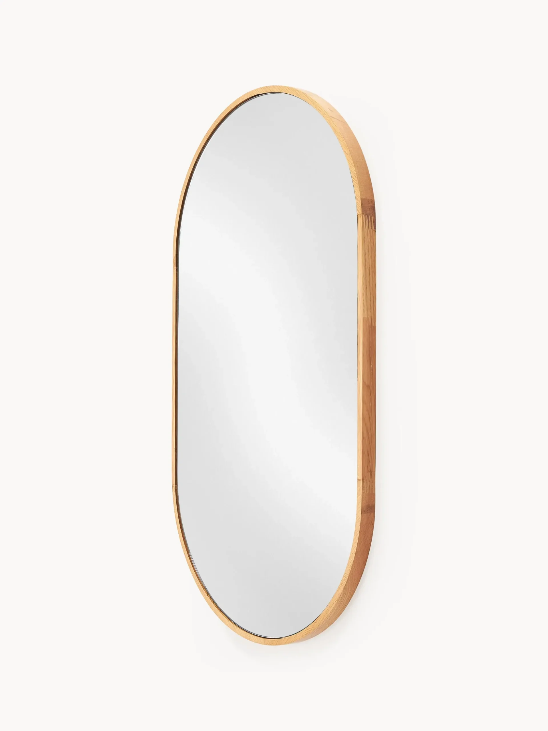 Specchio da parete ovale con cornice in legno di quercia Avery