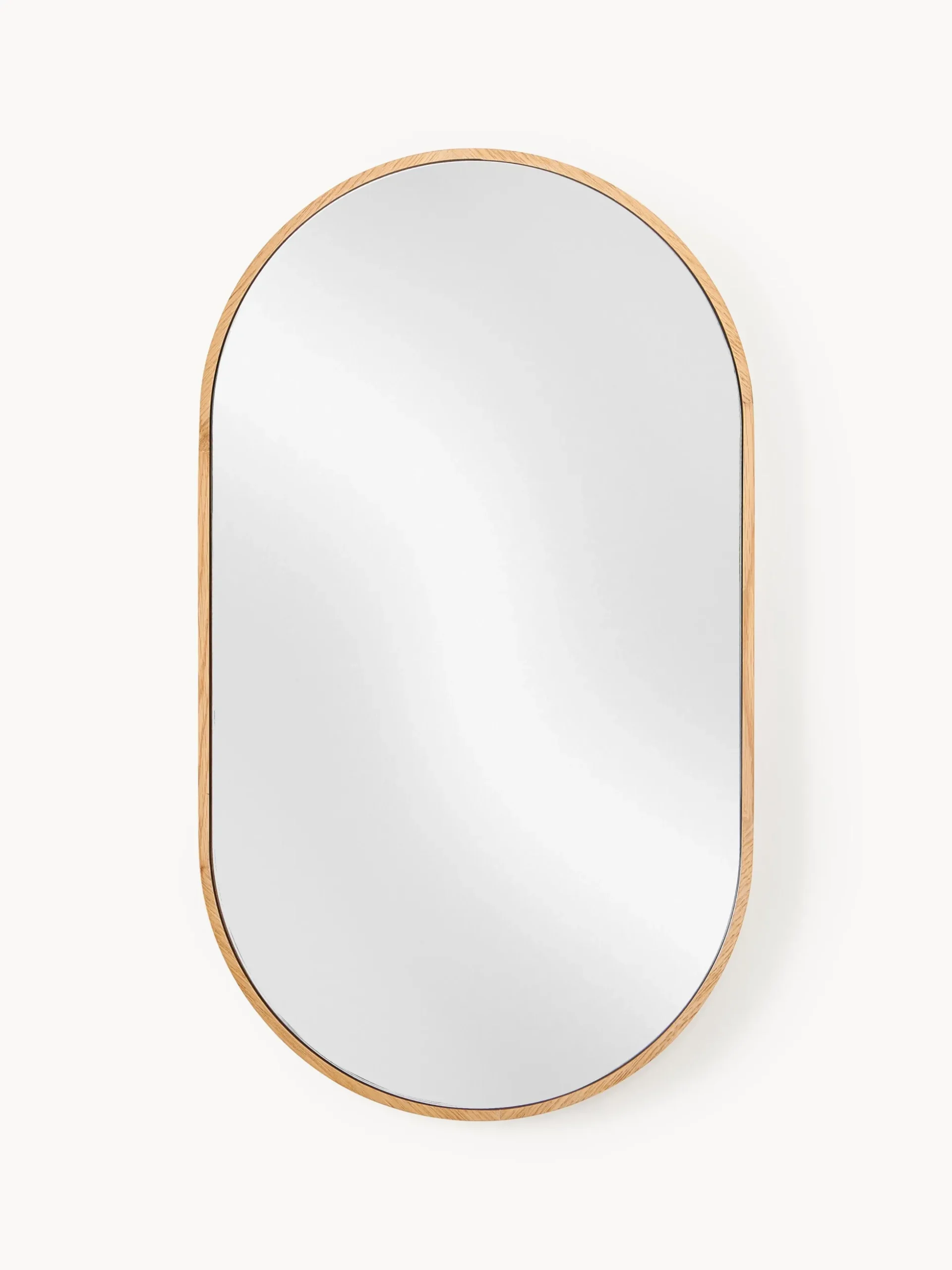 Specchio da parete ovale con cornice in legno di quercia Avery