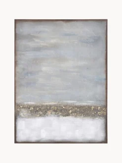 Stampa su tela dipinta a mano con cornice in legno Abstract Horizon