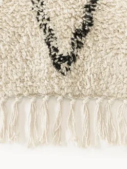 Tappeto boho in cotone fatto a mano con motivo a rombi e frange Bina