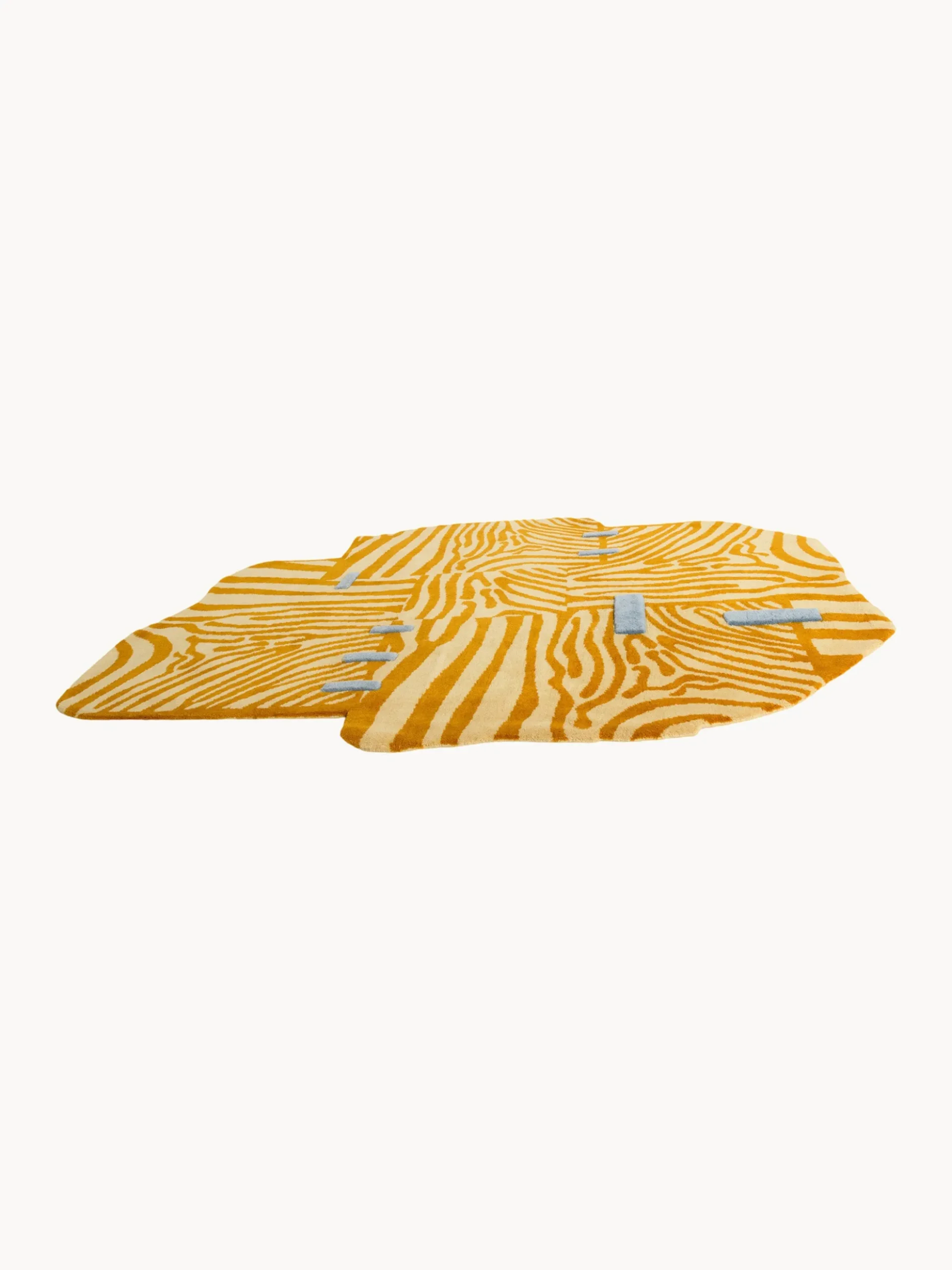 Tappeto in lana annodato a mano con effetto alto-basso Patch