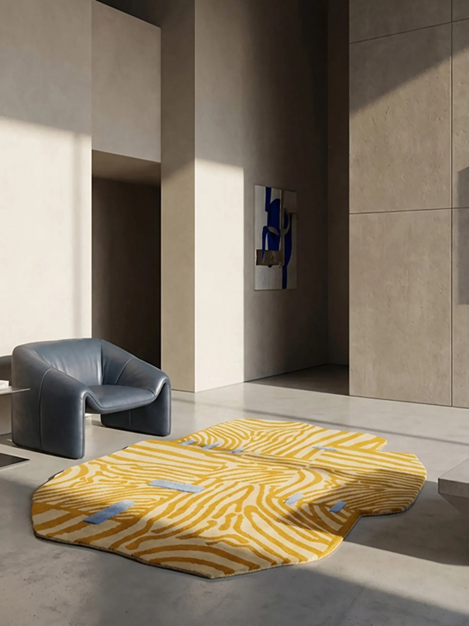 Tappeto in lana annodato a mano con effetto alto-basso Patch