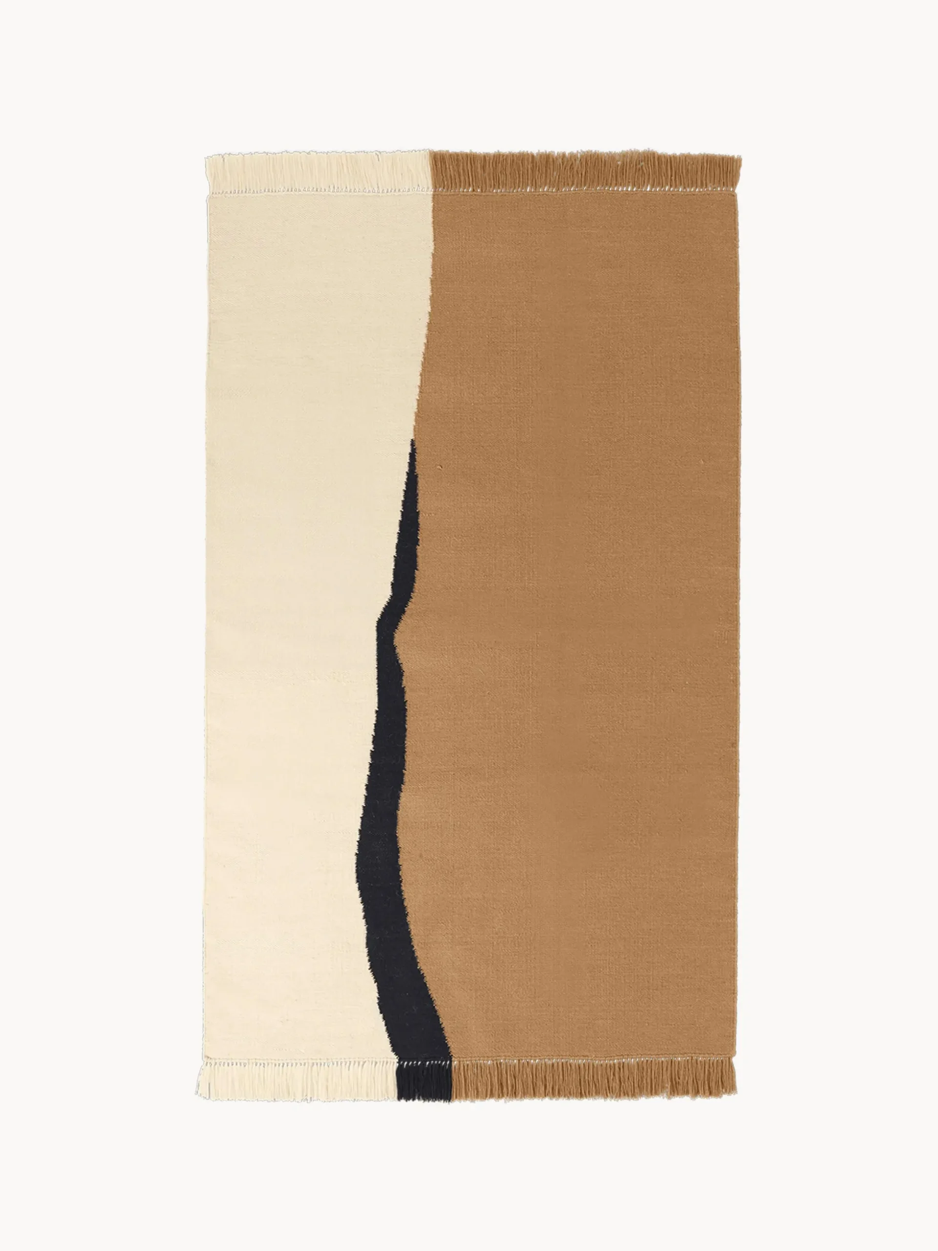 Tappeto kilim in lana tessuto a mano con frange Soil