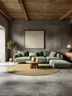 Tappeto rotondo jacquard lavabile da interno-esterno Berber