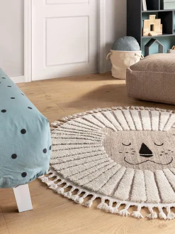 Tappeto rotondo per bambini con nappe e motivo in rilievo Momo