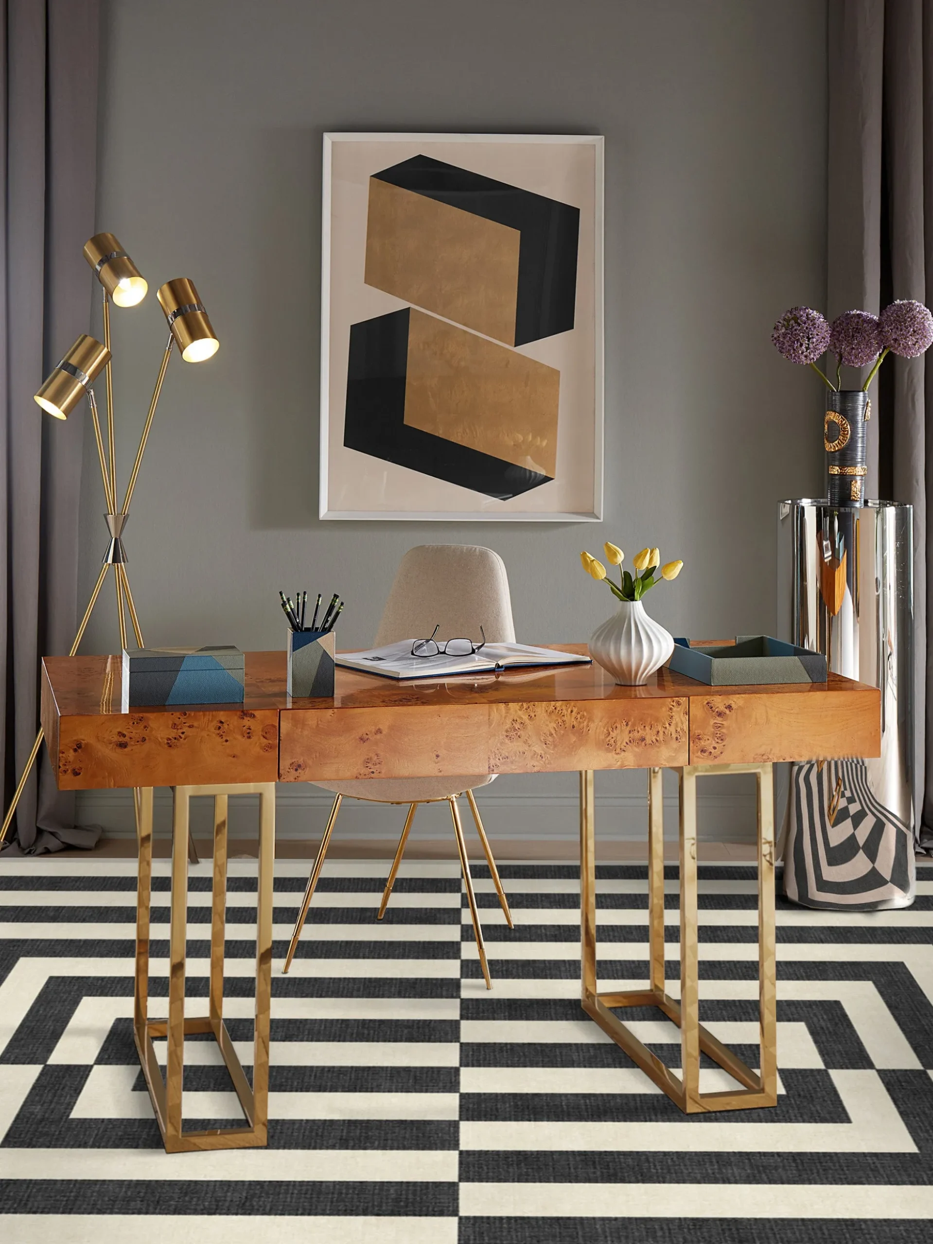 Tappeto a pelo corto lavabile Op Art by Jonathan Adler