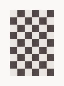 Tappeto in lana a pelo corto tessuto a mano Chess Flatweave