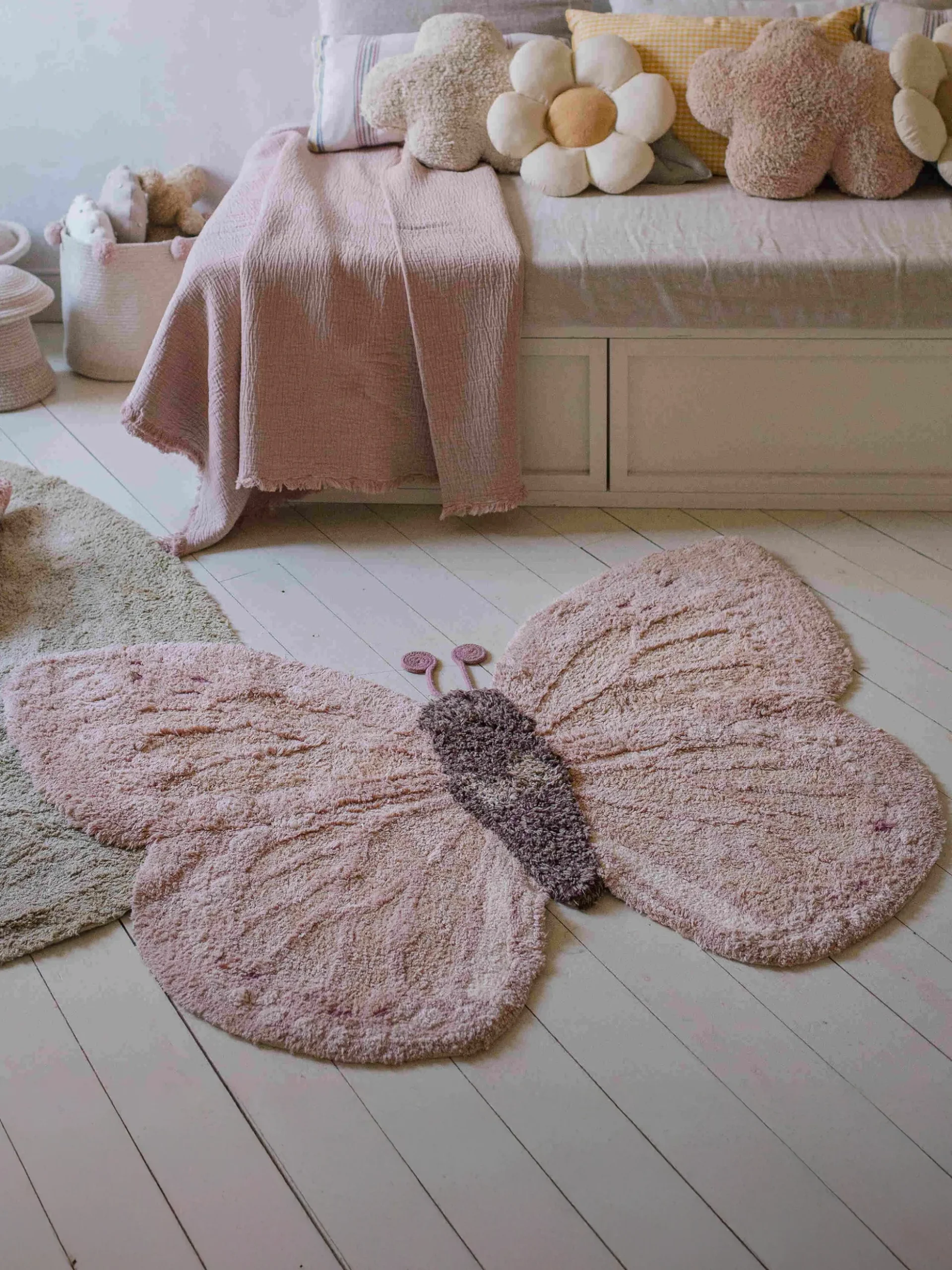 Tappeto per bambini fatto a mano Baby Butterfly, lavabile