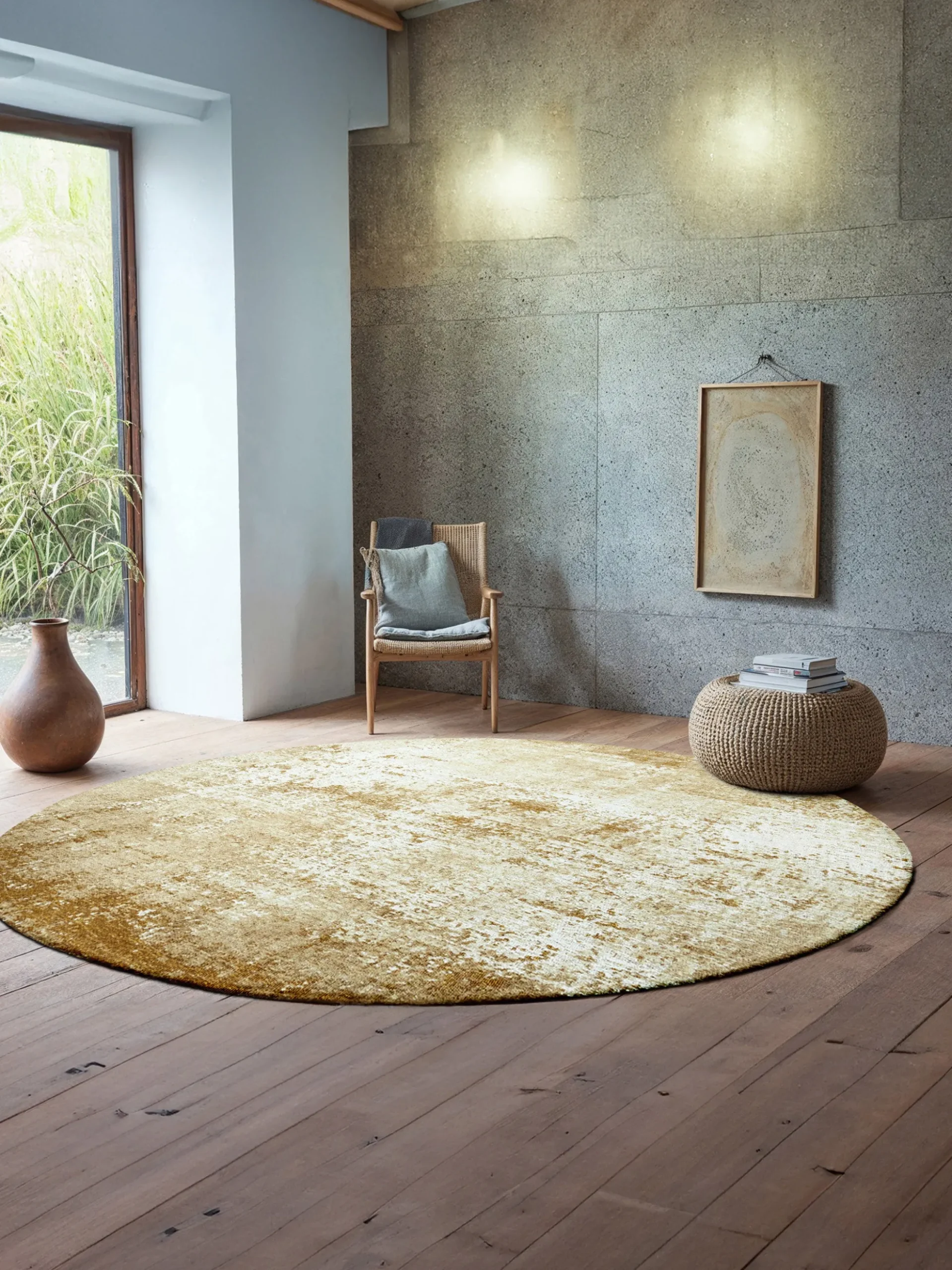 Tappeto rotondo jacquard lavabile da interno-esterno Virgin Land