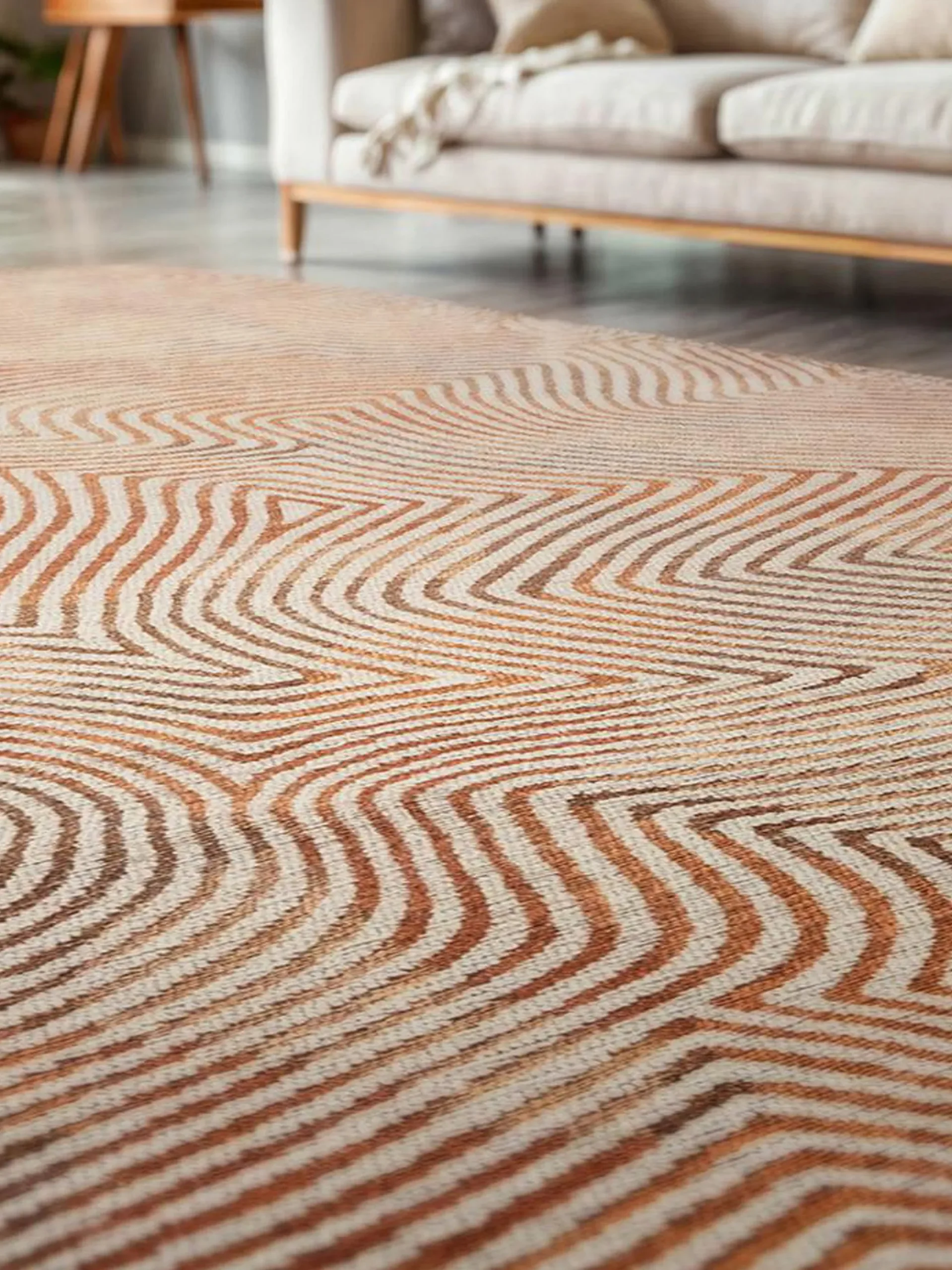 Tappeto rotondo jacquard lavabile da interno-esterno Coral