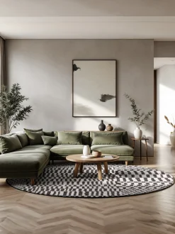 Tappeto rotondo jacquard lavabile da interno-esterno Berber