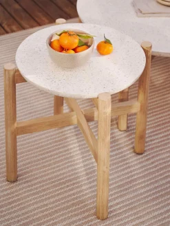 Tavolino da giardino rotondo in terrazzo e legno di eucalipto Pola