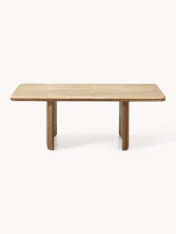 Tavolino in legno di quercia con piano in travertino Chandler