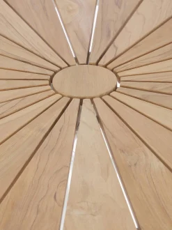 Tavolino rotondo da balcone con piano in legno di teak Hard & Ellen