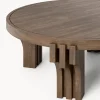 Tavolino rotondo da salotto in legno di quercia Nolan