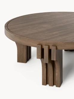 Tavolino rotondo da salotto in legno di quercia Nolan