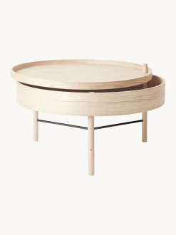 Tavolino rotondo in legno di quercia con vano contenitore Turning Table
