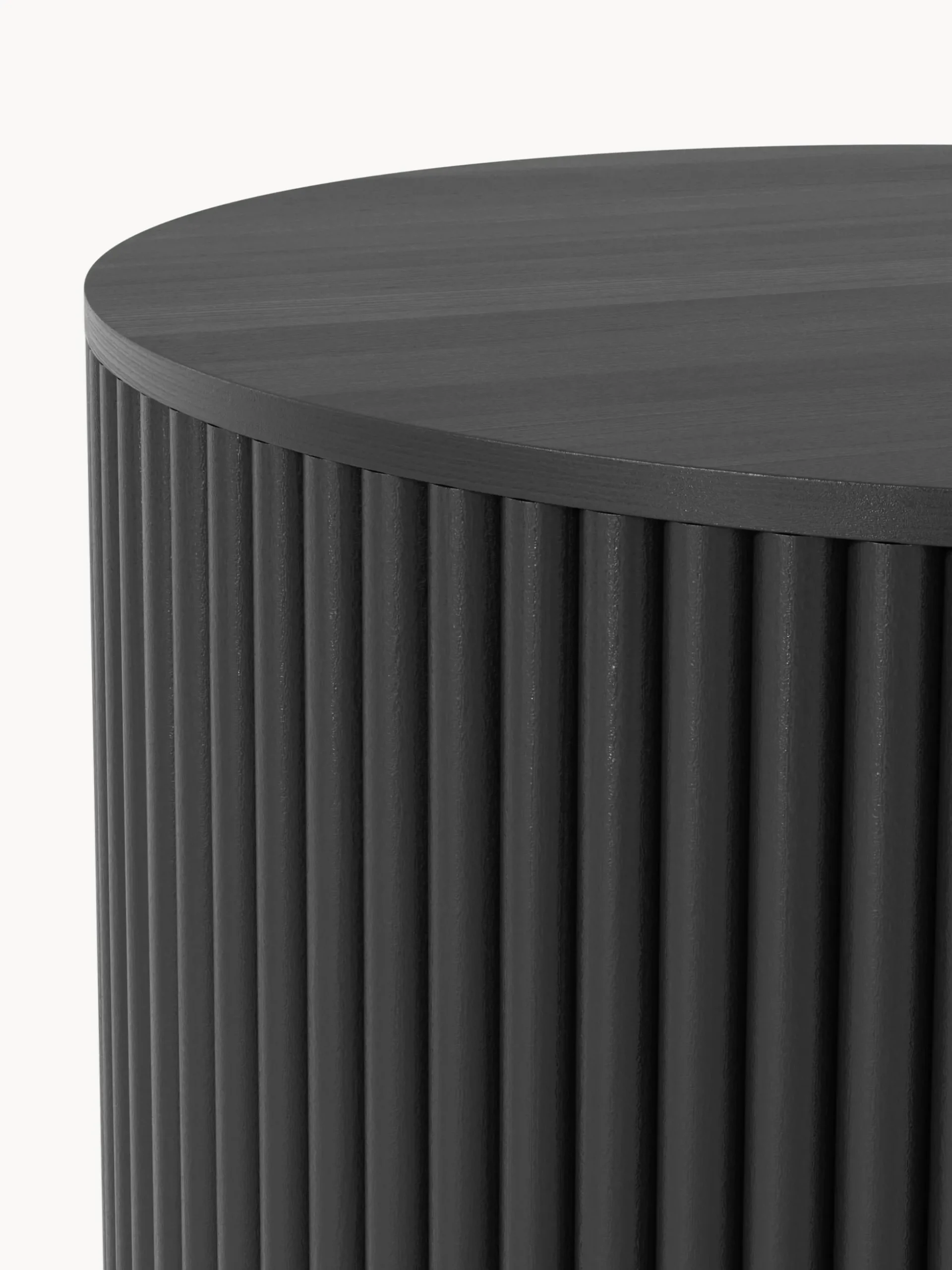Tavolino rotondo in legno con vano contenitore Nele