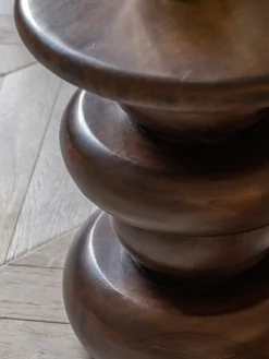 Tavolino rotondo in legno di mango Sculpt