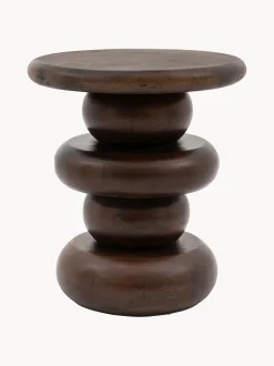 Tavolino rotondo in legno di mango Sculpt