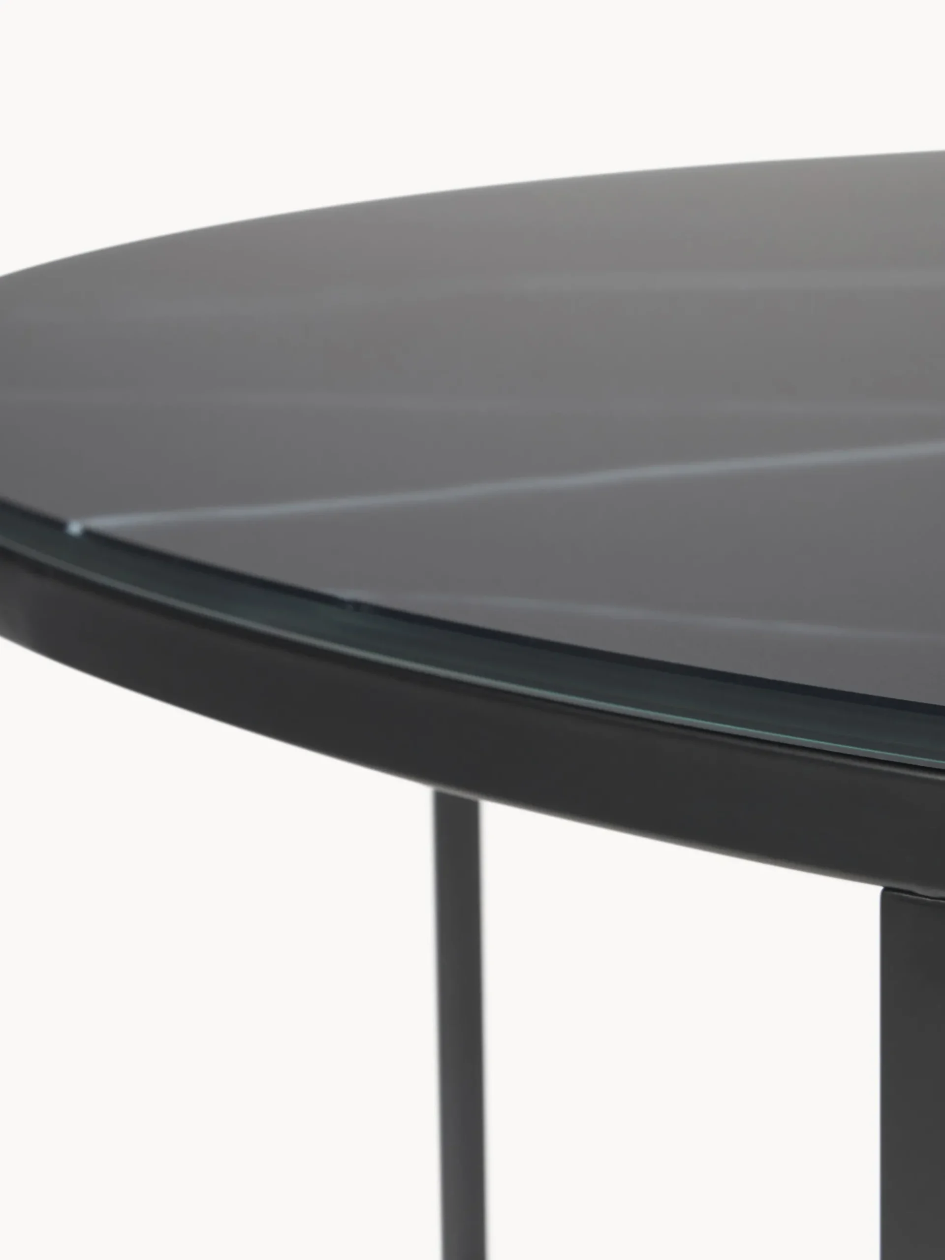 Tavolino rotondo XL da salotto con piano in vetro effetto marmo Antigua