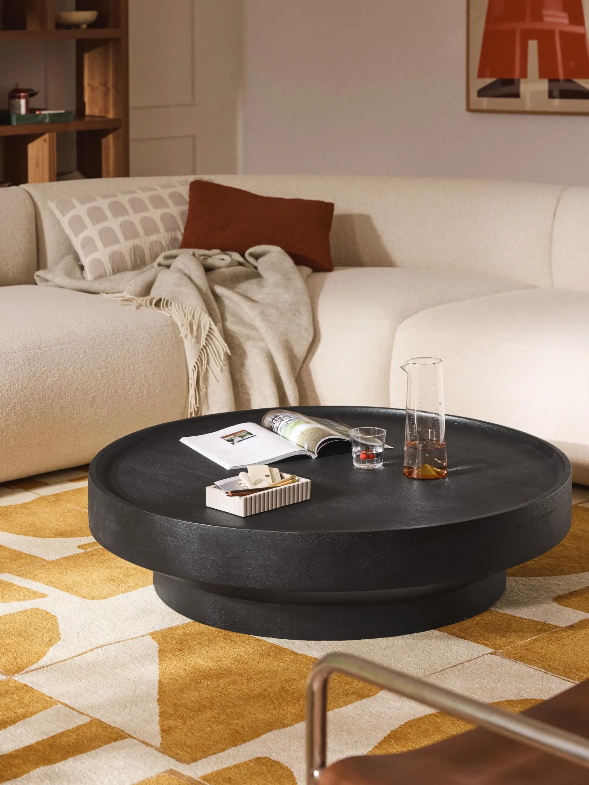 Tavolino rotondo XL in legno di mango Benno