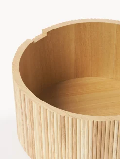 Tavolino-contenitore rotondo da salotto in legno Nele
