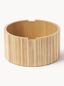 Tavolino-contenitore rotondo da salotto in legno Nele