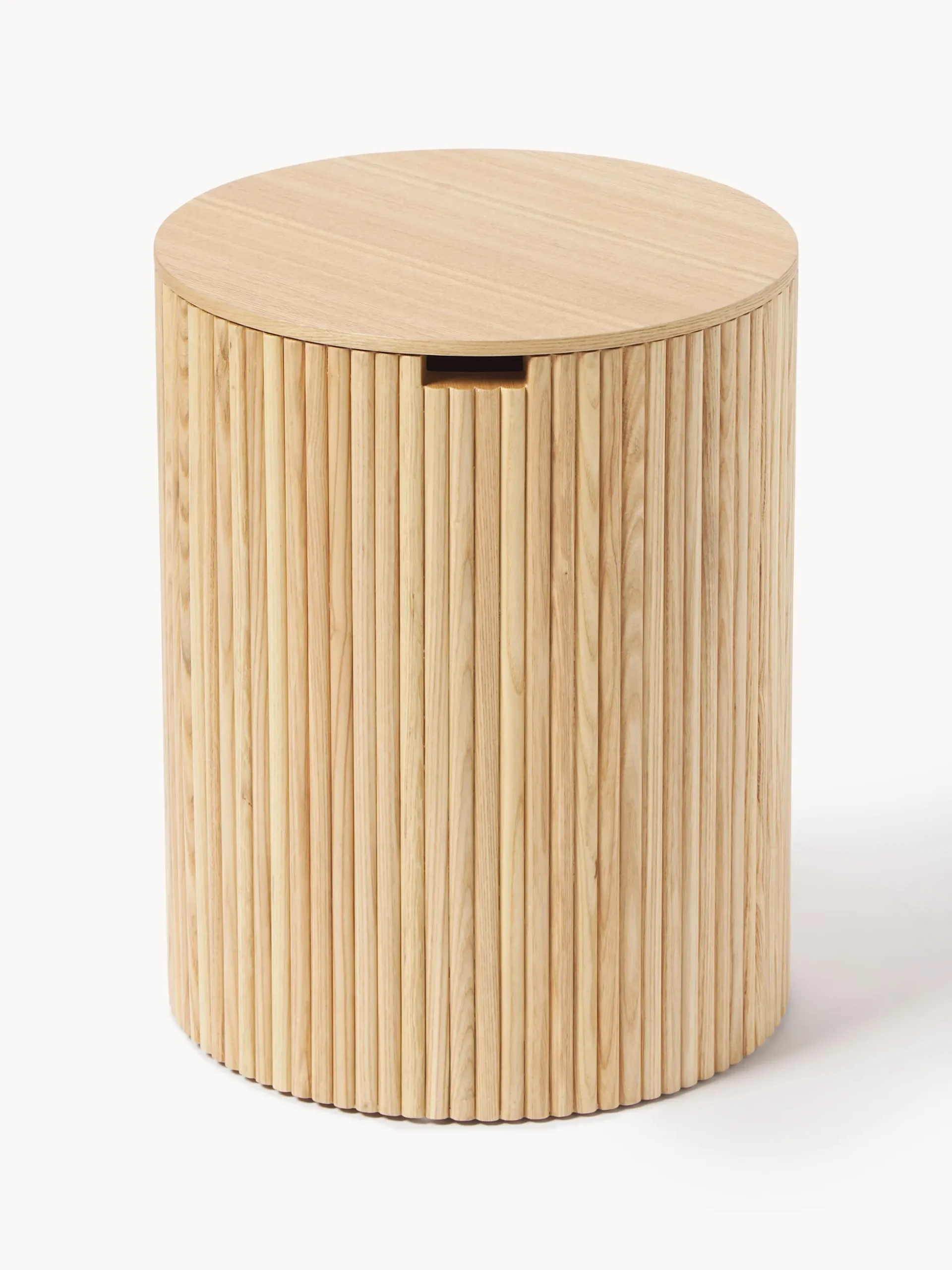 Tavolino contenitore rotondo in legno Nele