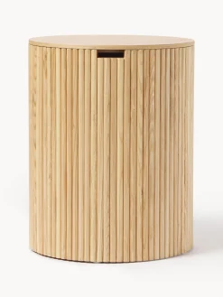 Tavolino contenitore rotondo in legno Nele