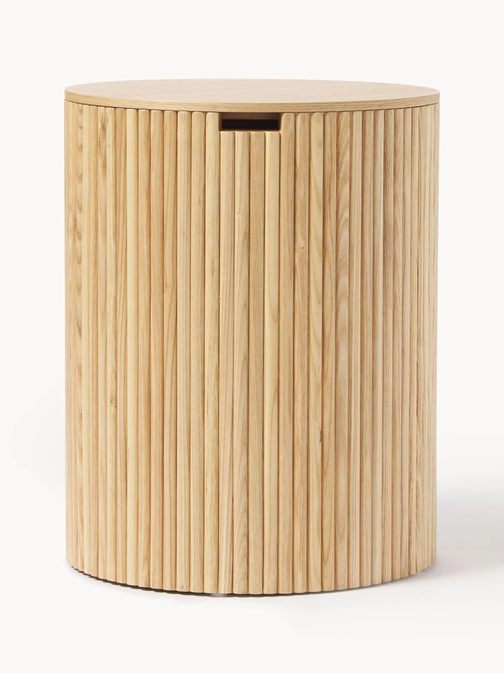 Tavolino contenitore rotondo in legno Nele