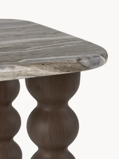 Tavolino in marmo con gambe in legno di quercia Lyndi