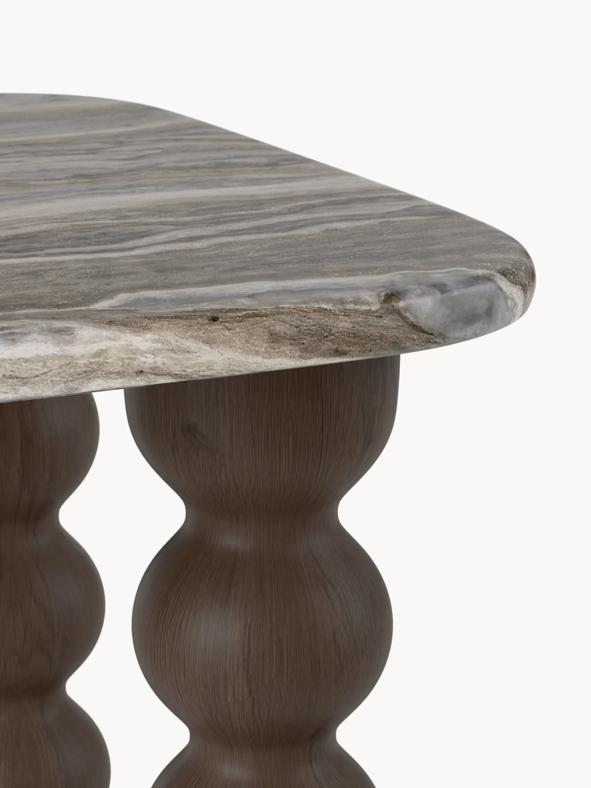 Tavolino in marmo con gambe in legno di quercia Lyndi