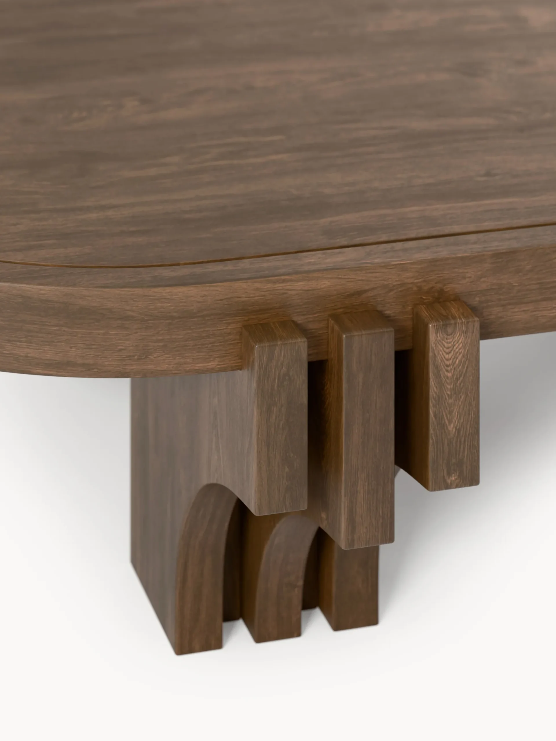 Tavolino ovale da salotto in legno di quercia Nolan