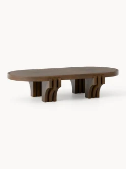 Tavolino ovale da salotto in legno di quercia Nolan