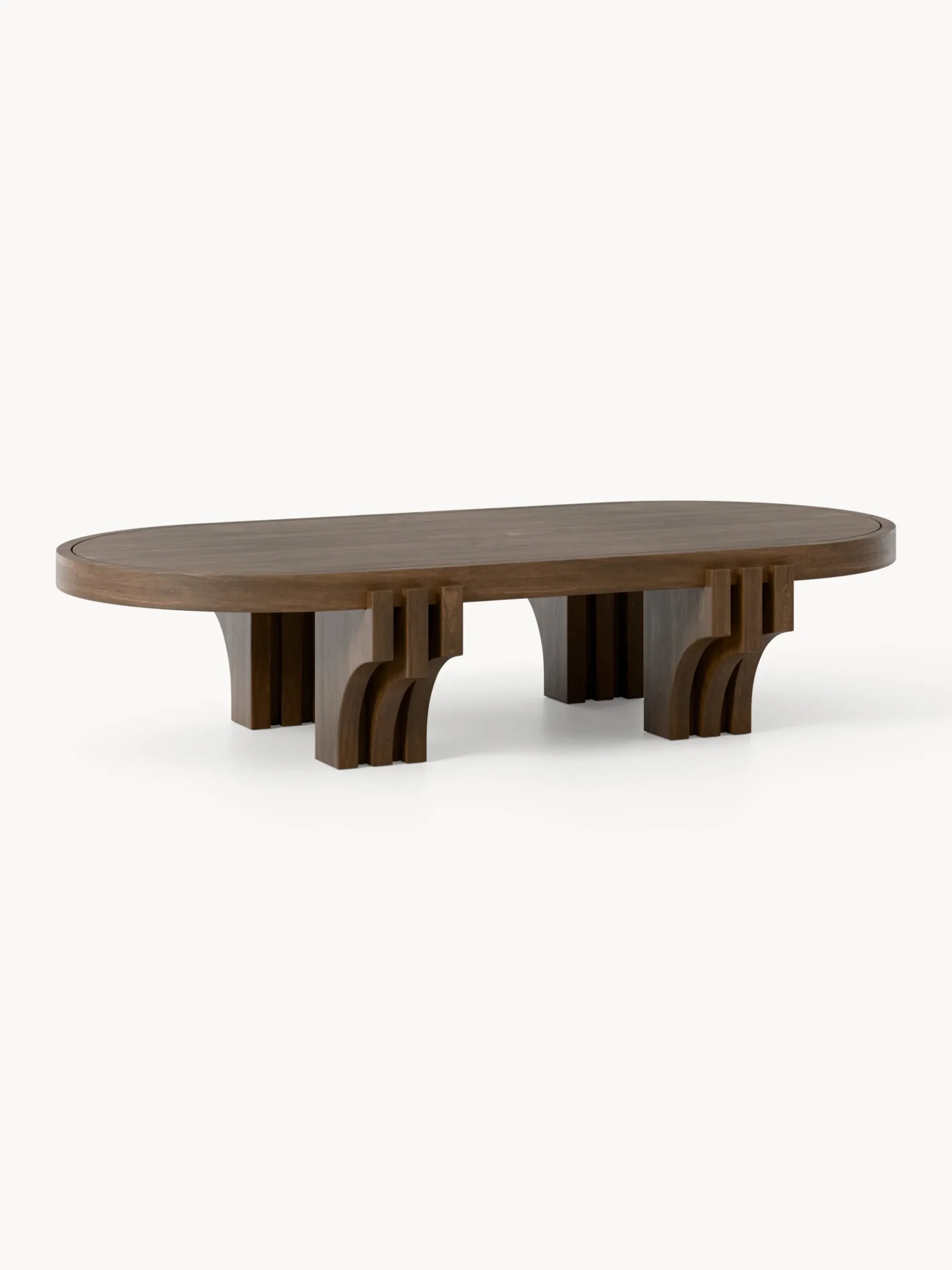 Tavolino ovale da salotto in legno di quercia Nolan