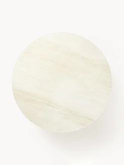 Tavolino rotondo XL da salotto con piano in vetro effetto marmo Antigua