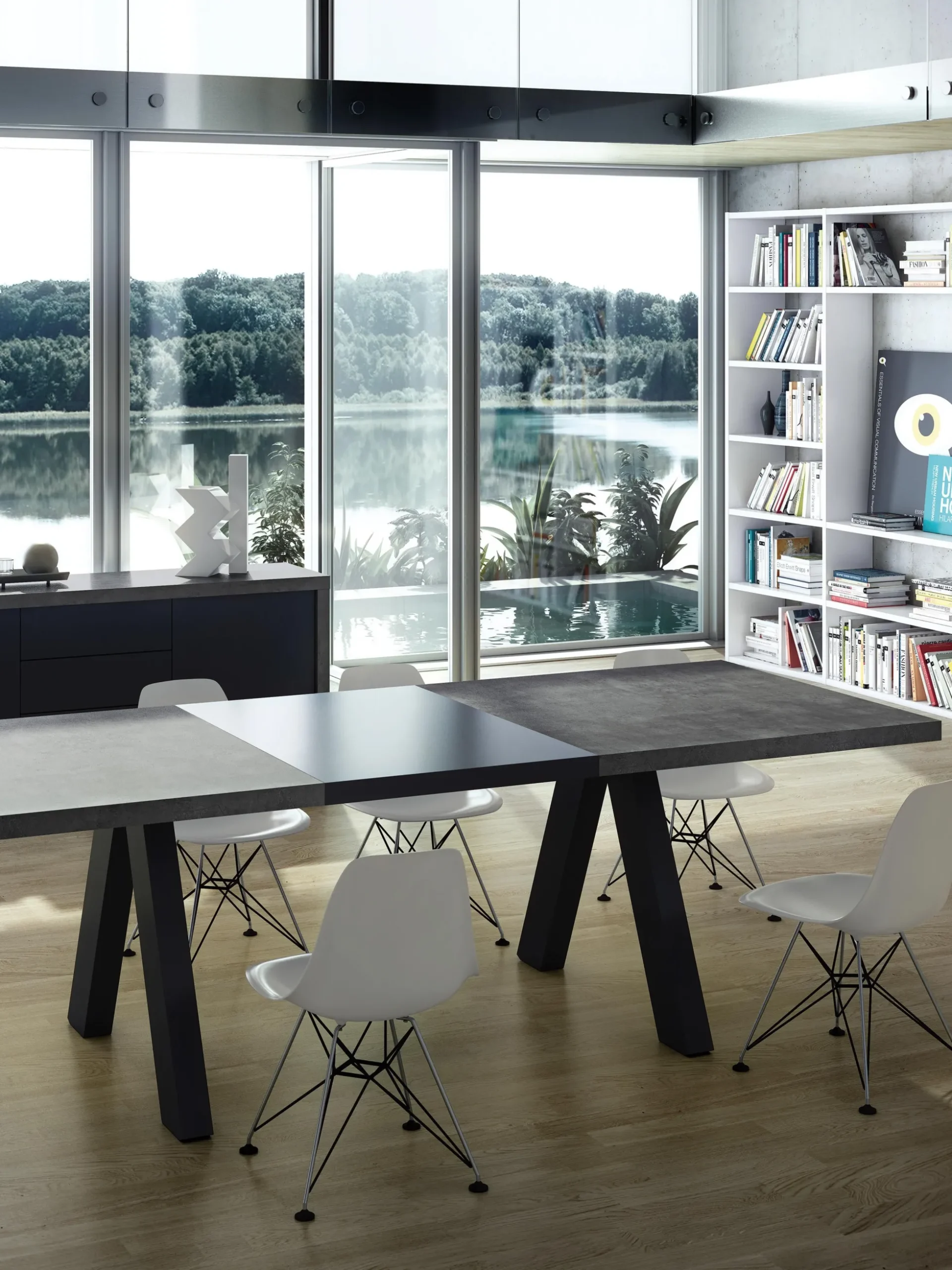 Tavolo allungabile effetto cemento Apex, 200-250 x 100 cm